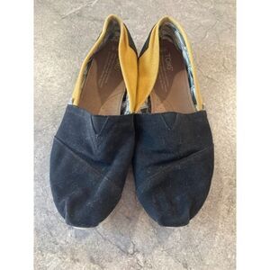TOMS Black‎ and Yellow Gold Classic Canvas Slide On Shoes - Women Size 8.5